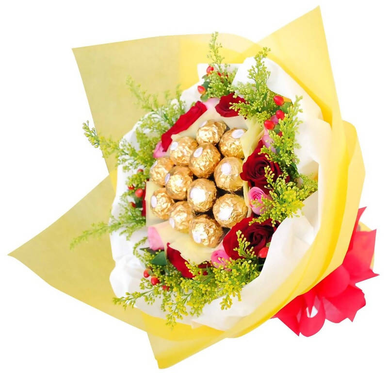 Flowers With Ferrero Rocher Hand Bouquet 11