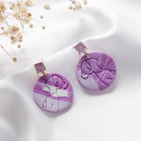 Purple Butterfly Lady Sparkly Light Purple Stud Polymer Clay Gold Handmade Earring