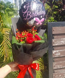 Happiness Red Roses Bouquet with Balloon