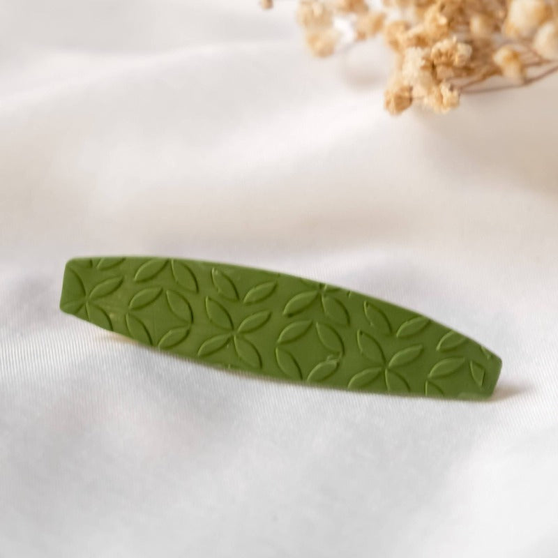 Spanish Green Texture Minimalist #3 Polymer Clay Handmade Hair Clip