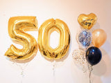 40inch Foil Number Balloon with balloon bunch (RoseGold/Silver/Gold)