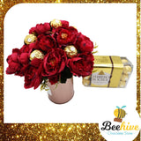 Beehive Chocolate Maroon Flowers with Ferrero Rocher | (West Malaysia Delivery Only)