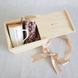 FLOWER TEA PINE WOOD GIFT SET 04 - FRENCH ROSE (Nationwide Delivery)