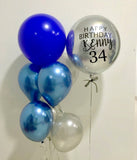 Silver Orbz Balloon Bouquet with Blue Chrome Balloons