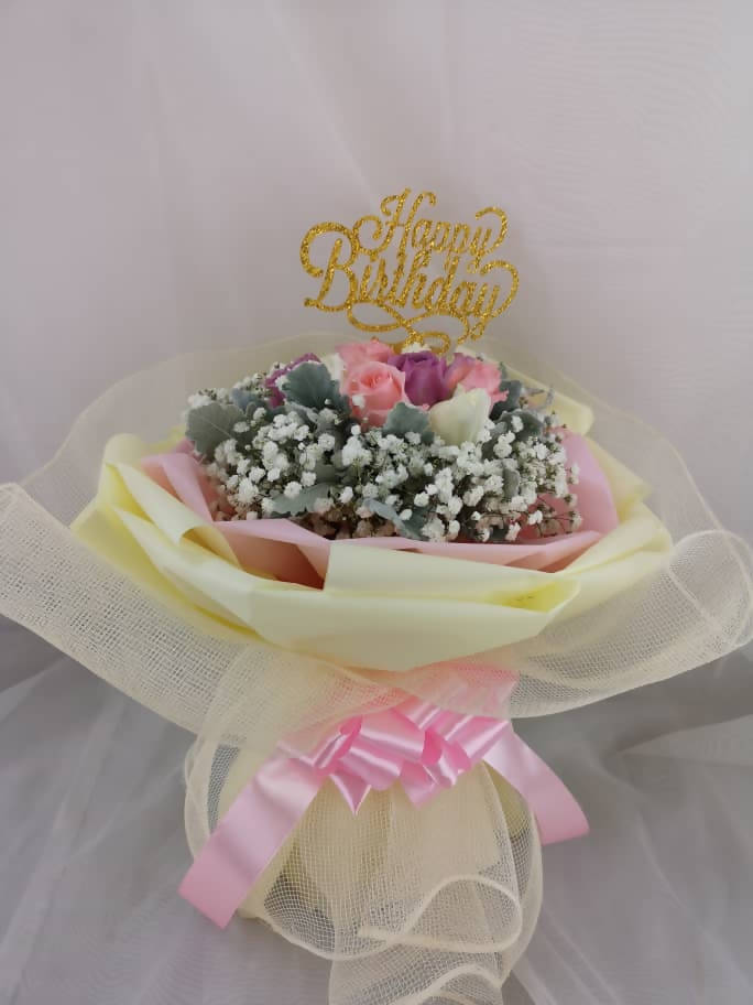 Happy Birthday Pastel Roses