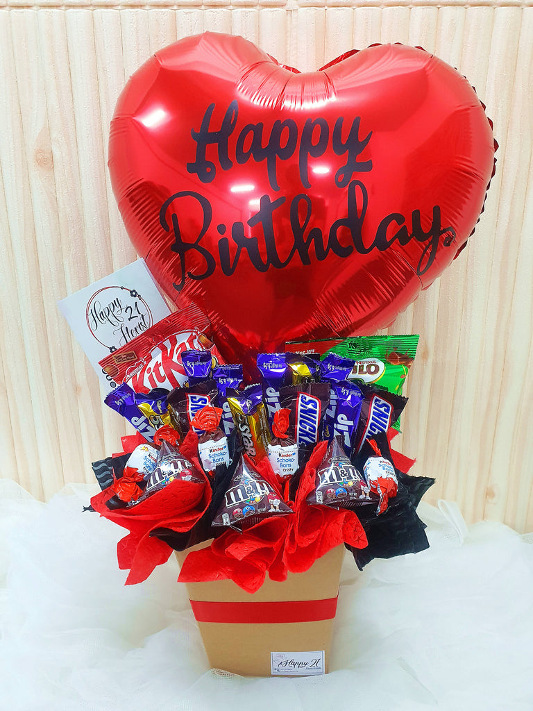Mix Chocolate With Red Love Shape Balloon