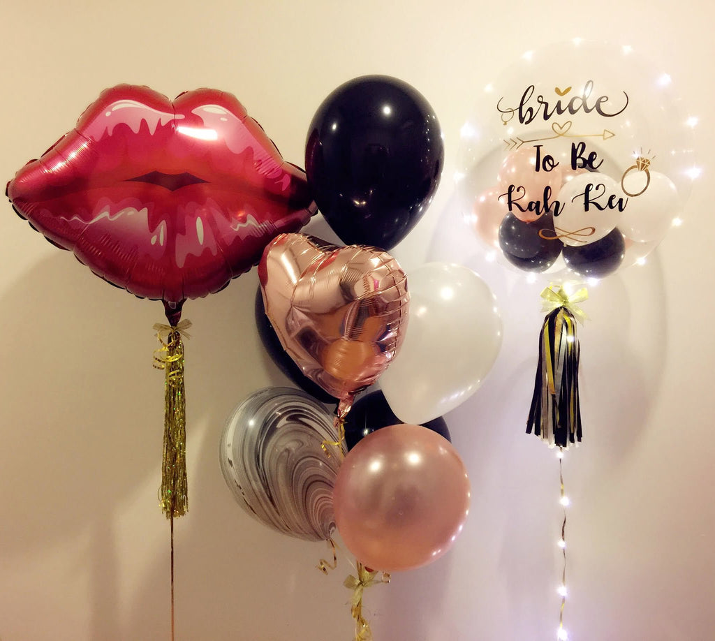 Rose Gold LED Bubble Balloon with Lip Kissy