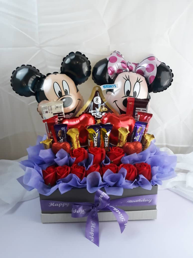 Two Cartoon Chocolate Box With Soap Roses