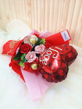Soap Roses & Ferrero Rocher With 9" Foil Balloon Bouquet
