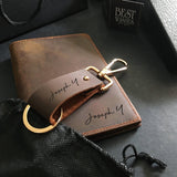 Leather Travel Set B - Multi-Slot Passport Holder + Stylish Keychain Set