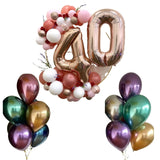 Rose Gold Balloon Garland Hanging Round with Number + 10s 11-Inch Chrome Balloon