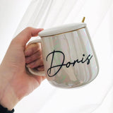 Personalised Iridescent Coffee Mug with Lid & Spoon Gift Set (Nationwide Delivery)