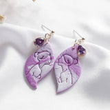 Purple Butterfly Lady CZ Dark Purple Polymer Clay Gold Handmade Earring