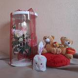 Elegant Artificial Rose Tower , Love Forever Couple Bear and Chocolate Bunny Gift Pack (Klang Valley Delivery)