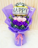 Pink & Purple Soap Rose with 9" Foil Balloon Bouquet