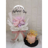 Mother's Day 2021 Pink & Purple Soap Roses Bouquet and Cake Combo (Artificial Flower)
